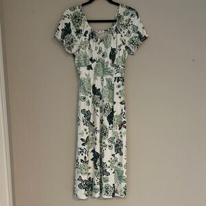 Floral Green and White Women's Dress